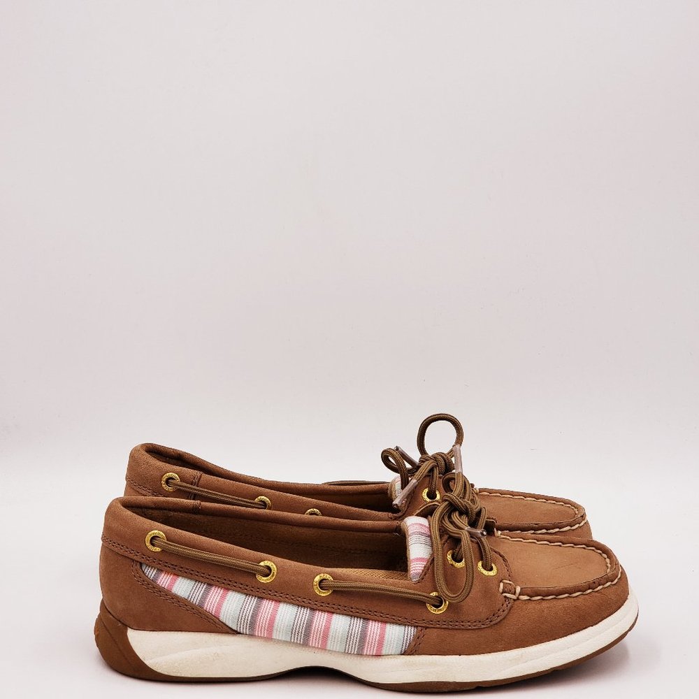 Sperry Brown and Pink Striped Sneakers